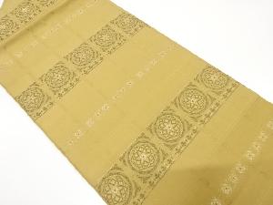 枡に花模様織り出し　名古屋帯